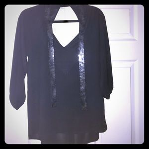 Black Open Collar Tuxedo Shirt